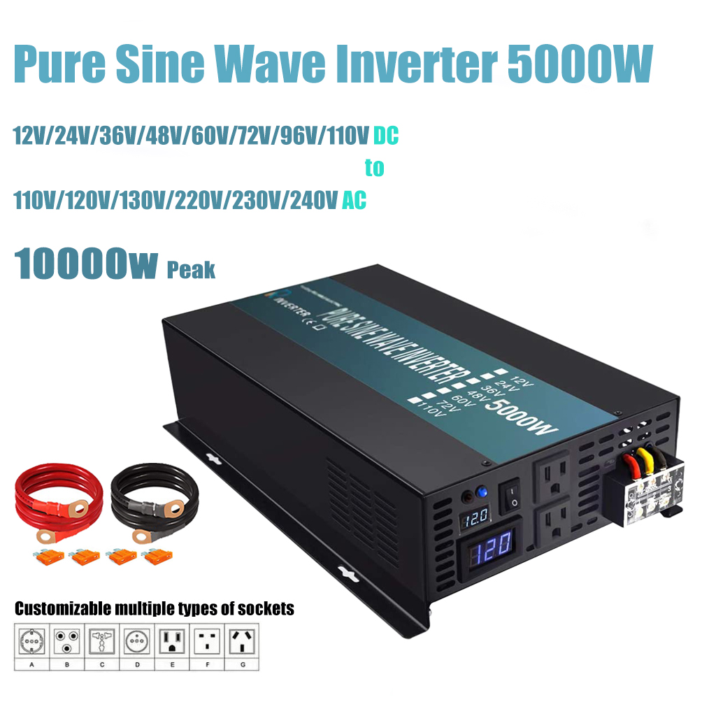 Bộ biến tần sóng sin chuẩn 500 - đánh giá và giá Pure Sine Wave Inverter 5000W 48V 220V