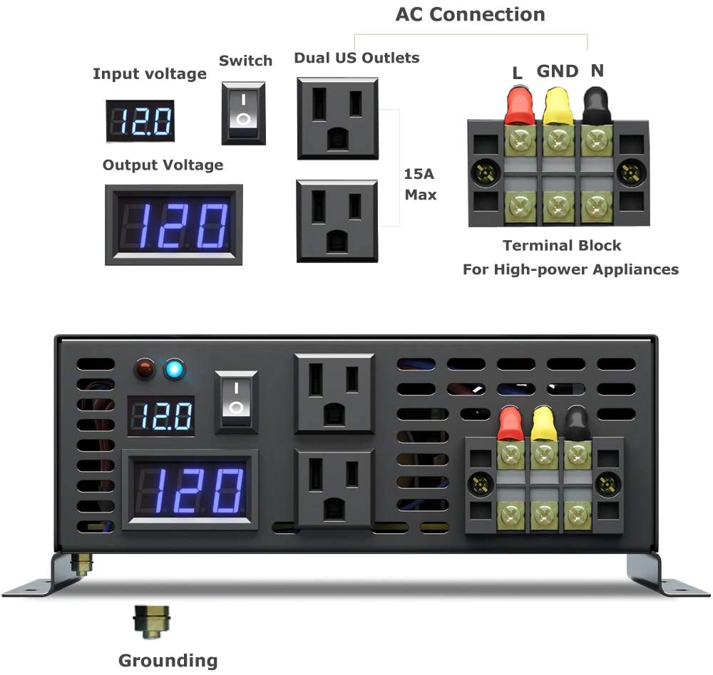 Bộ biến tần sóng sin chuẩn 500 - đánh giá và giá Pure Sine Wave Inverter 5000W 48V 220V