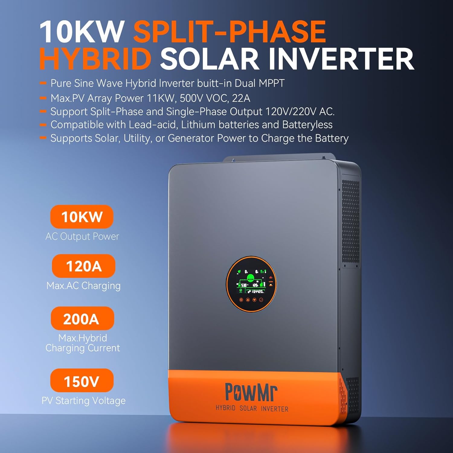 PowMr 10KW Biến tần pha tách 4 - đánh giá và giá Split Phase Inverter 10Kw 110V 220V
